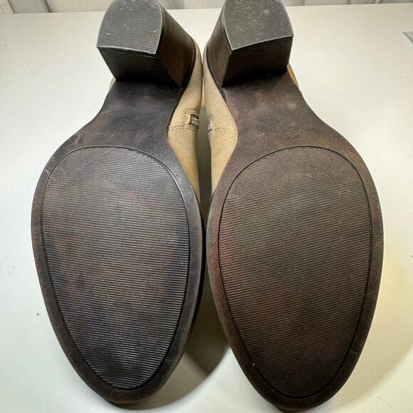 Sugar Ellie Taupe Block Heel Ankle Boots Women’s 9.5M Faux Leather Buckle Zip - Picture 13 of 13